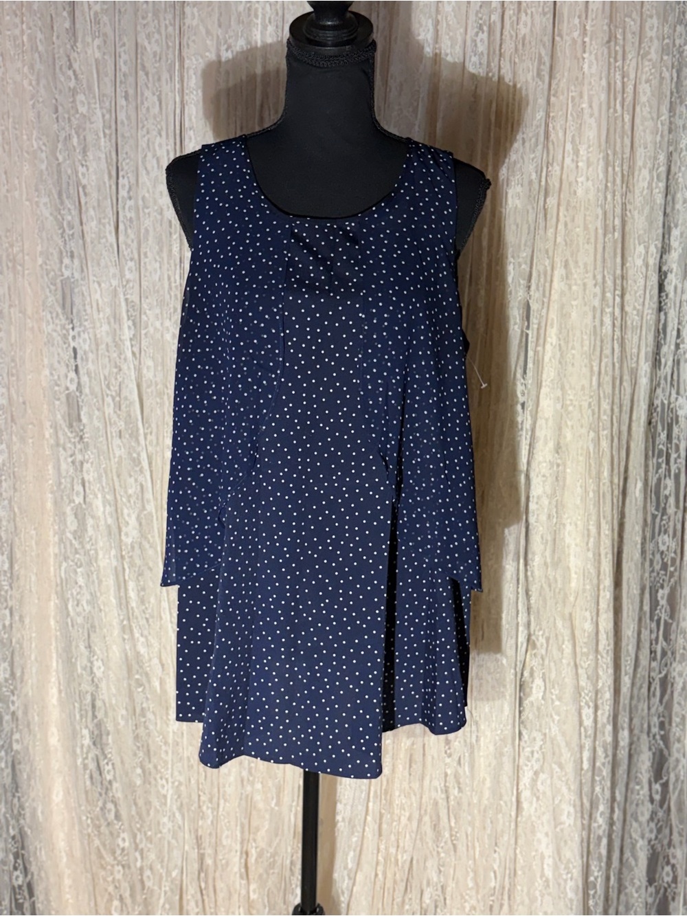 Motherhood Navy and White Polka Dot Swing Tank